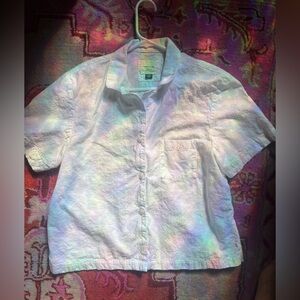 American Eagle Outfitters White Short Sleeve Pajama Top